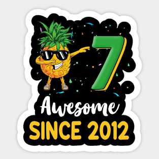 7th Birthday Pineapple Dabbing 7 Years Old Sticker